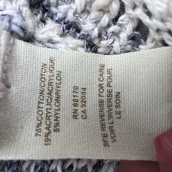 Free People Cardigan Womens M Ivory Blue Asymmetrical Crochet Striped 3‎ Buttons - Picture 11 of 13